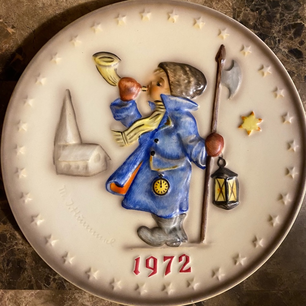 Hummel Blue and Gold Decorative Plate